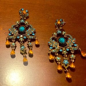 Antique turquoise and bronze earrings